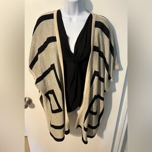 Zinga S/M Black and Cream Striped Cardigan button sides.